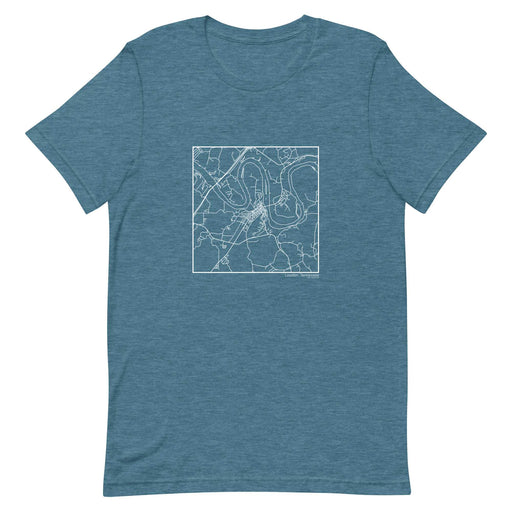 Loudon Tennessee  Map Unisex T-Shirt with City inscription in Heather Teal