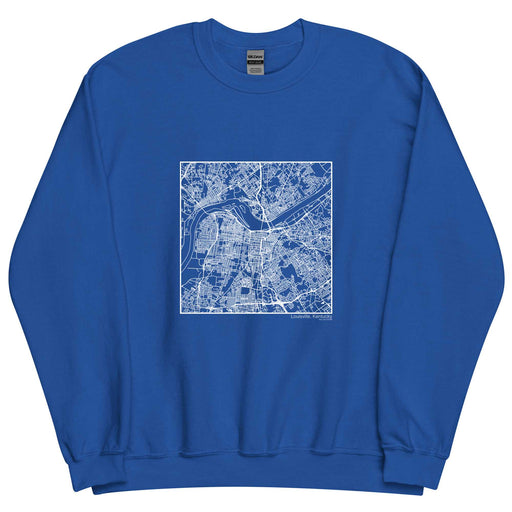 Louisville Kentucky  Map Unisex Crewneck Sweater with City inscription in Royal Blue