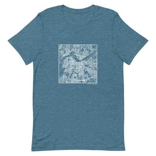 Louisville Kentucky  Map Unisex T-Shirt with City inscription in Heather Teal