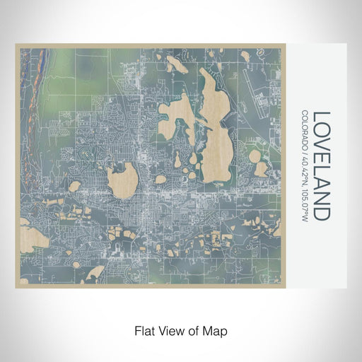 Rendered View of Loveland Colorado Map on 20oz Stainless Steel Insulated Bottle with Bamboo Top with printed afternoon style map