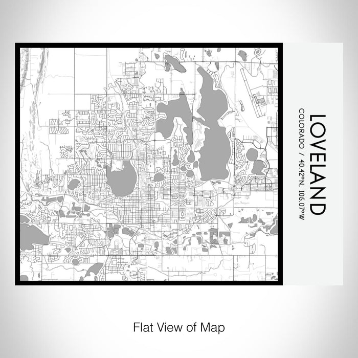 Rendered View of Loveland Colorado Map on 20oz Stainless Steel Insulated Bottle with Bamboo Top with printed classic style map