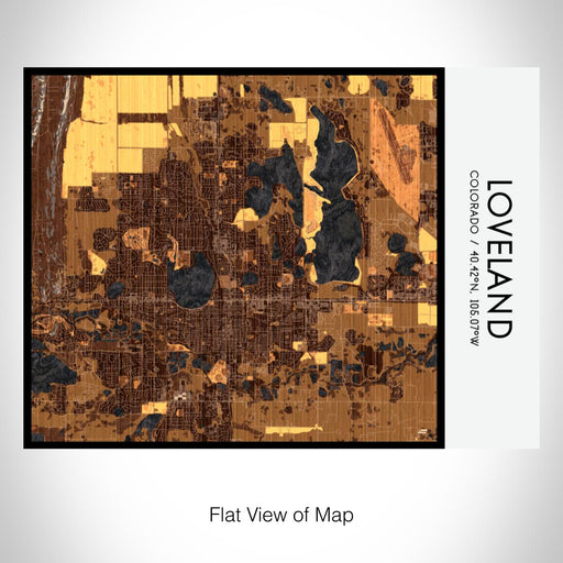 Rendered View of Loveland Colorado Map on 20oz Stainless Steel Insulated Bottle with Bamboo Top with printed ember style map