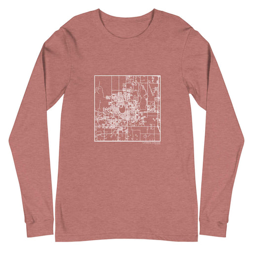 Loveland Colorado  Map Unisex Long-Sleeve T-shirt with City inscription in Heather Mauve