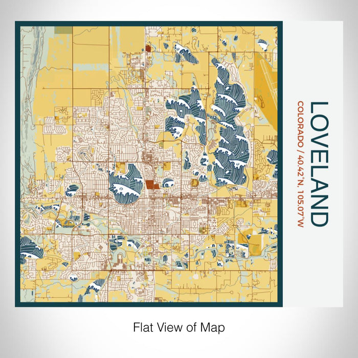 Rendered View of Loveland Colorado Map on 17oz Stainless Steel Insulated Tumbler in Woodblock Map Style