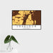 16x24 Lovelock Nevada Map Print Landscape Orientation in Ember Style With Tropical Plant Leaves in Water