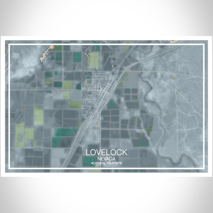 Lovelock Nevada Map Print Landscape Orientation in Afternoon Style With Shaded Background