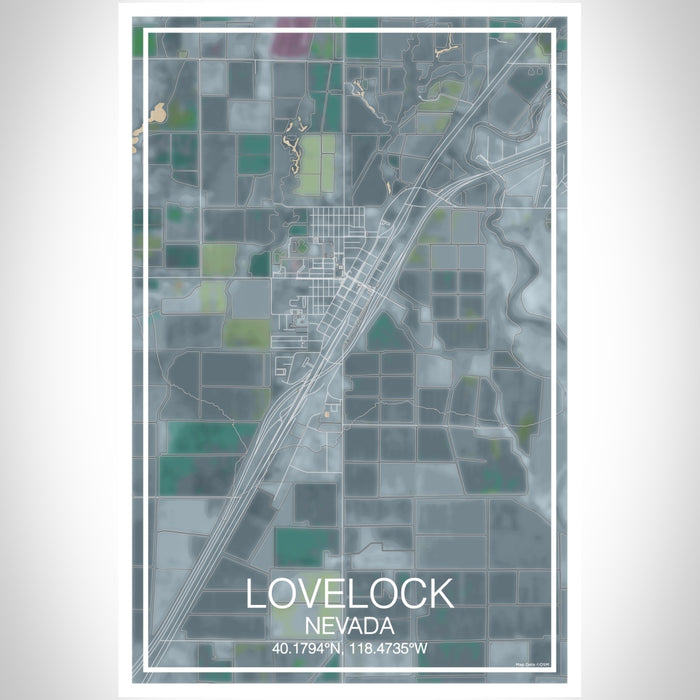 Lovelock Nevada Map Print Portrait Orientation in Afternoon Style With Shaded Background