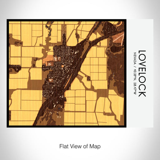 Rendered View of Lovelock Nevada Map on 20oz Stainless Steel Insulated Bottle with Bamboo Top with printed ember style map
