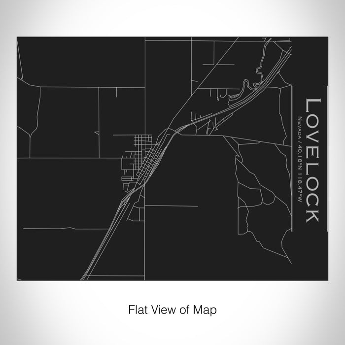 Rendered View of Lovelock Nevada Map on 20oz Stainless Steel Insulated Bottle with Bamboo Top in Black