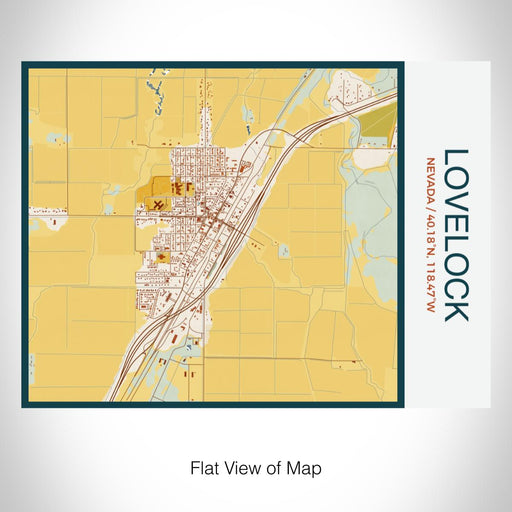 Rendered View of Lovelock Nevada Map on 20oz Stainless Steel Insulated Bottle with Bamboo Top with printed woodblock style map