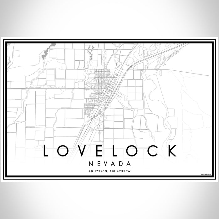 Lovelock Nevada Map Print Landscape Orientation in Classic Style With Shaded Background