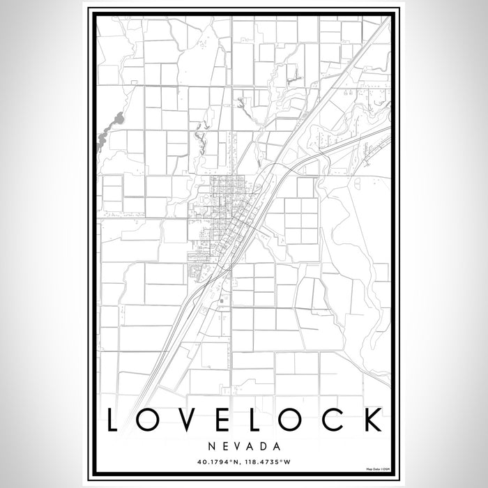 Lovelock Nevada Map Print Portrait Orientation in Classic Style With Shaded Background