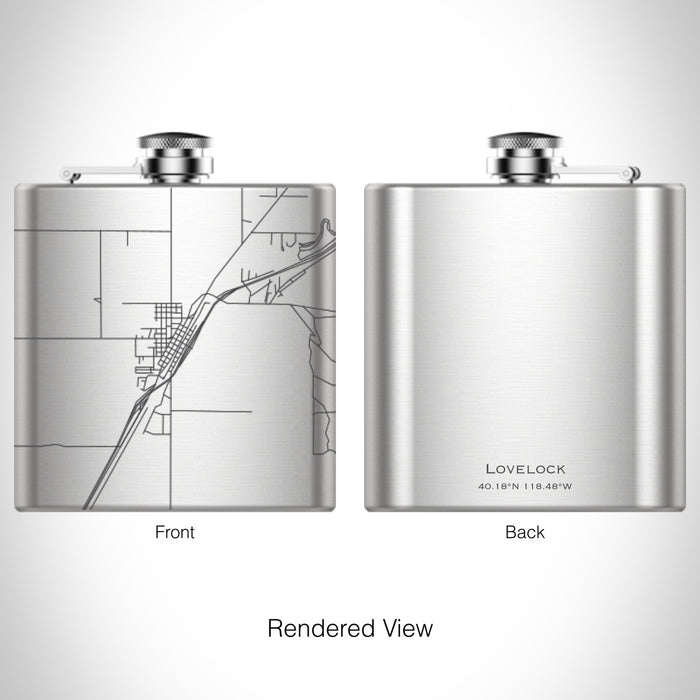Rendered View of Lovelock Nevada Map on 6oz Stainless Steel Flask