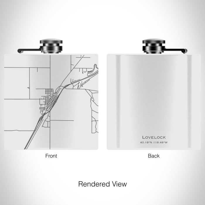 Rendered View of Lovelock Nevada Map on 6oz Stainless Steel Flask in White