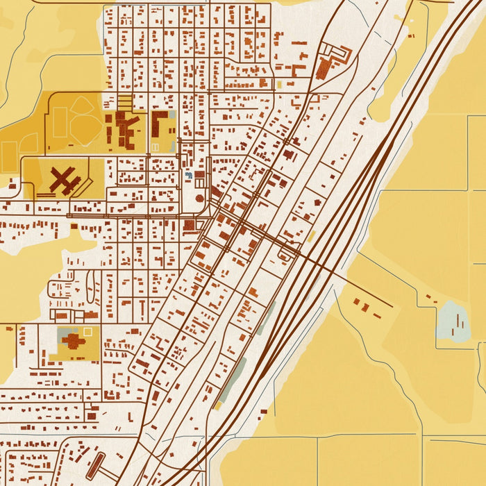 Lovelock Nevada Map Print in Woodblock Style Zoomed In Close Up Showing Details