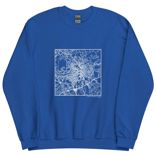 Lowell Massachusetts  Map Unisex Crewneck Sweater with City inscription in Royal Blue