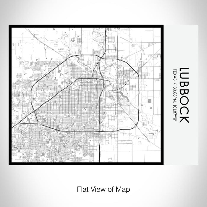 Rendered View of Lubbock Texas Map on 20oz Stainless Steel Insulated Bottle with Bamboo Top with printed classic style map