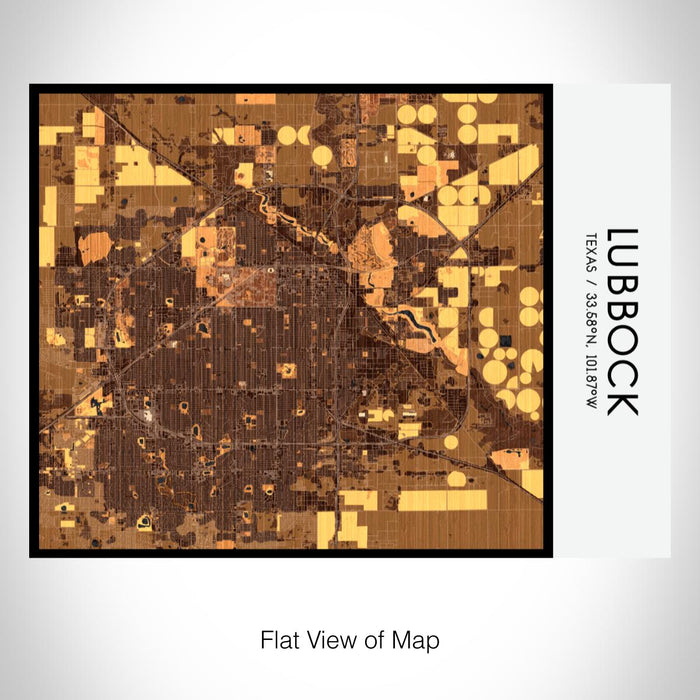 Rendered View of Lubbock Texas Map on 20oz Stainless Steel Insulated Bottle with Bamboo Top with printed ember style map