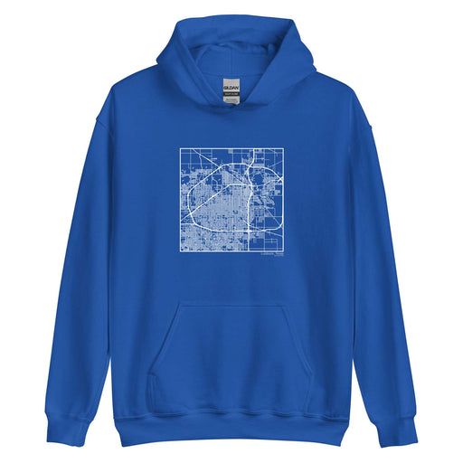 Lubbock Texas  Map Unisex Hoodie Sweater with City inscription in Royal Blue