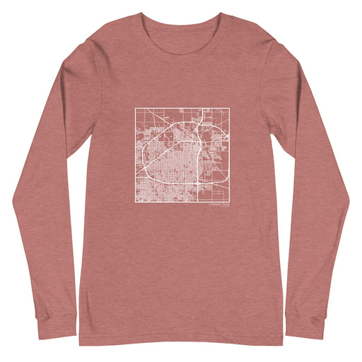 Lubbock Texas  Map Unisex Long-Sleeve T-shirt with City inscription in Heather Mauve