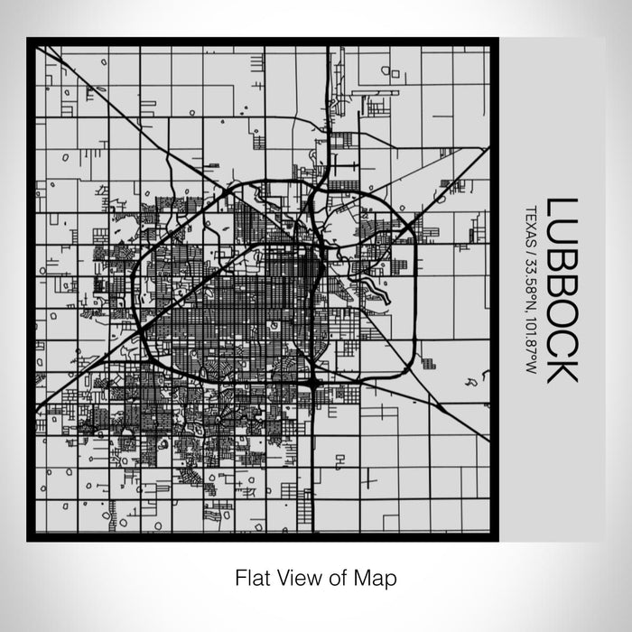 Rendered View of Lubbock Texas Map on 17oz Stainless Steel Insulated Tumbler in Tactile Lines with Succulent in Background