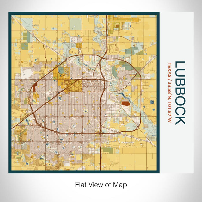 Rendered View of Lubbock Texas Map on 17oz Stainless Steel Insulated Tumbler in Woodblock Map Style