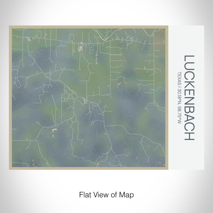 Rendered View of Luckenbach Texas Map on 20oz Stainless Steel Insulated Bottle with Bamboo Top with printed afternoon style map