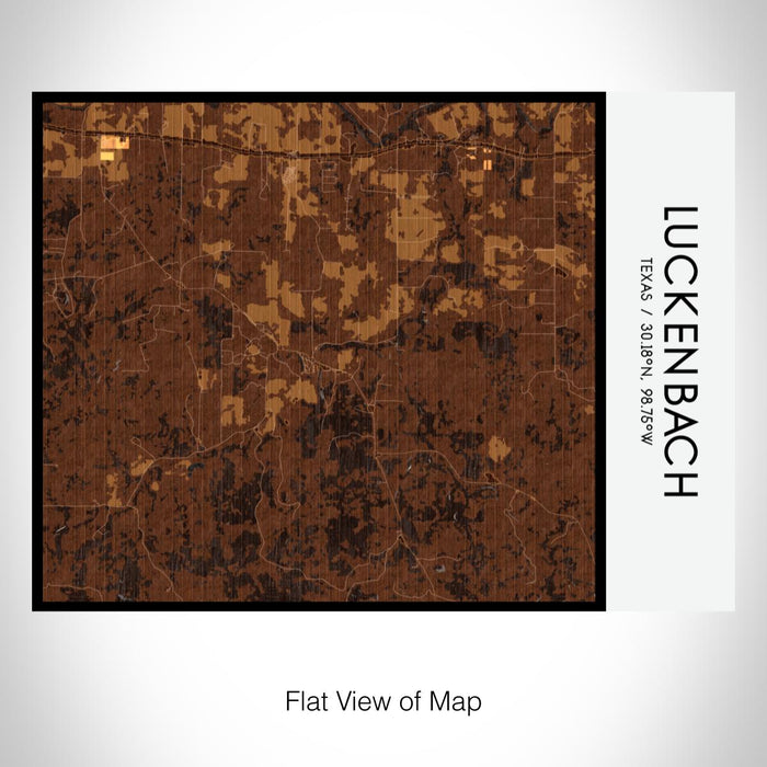 Rendered View of Luckenbach Texas Map on 20oz Stainless Steel Insulated Bottle with Bamboo Top with printed ember style map