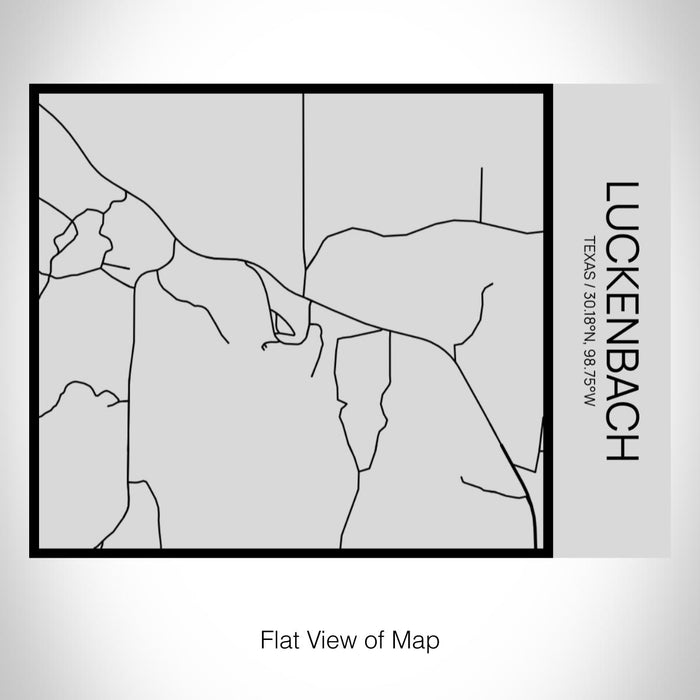 Rendered View of Luckenbach Texas Map on 20oz Stainless Steel Insulated Bottle with Bamboo Top with printed Tactile Lines Map in Black