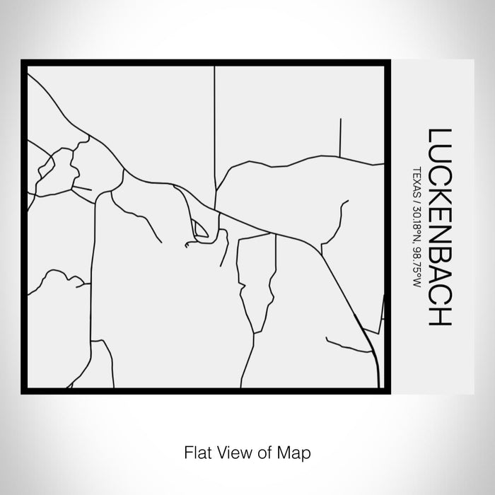 Rendered View of Luckenbach Texas Map on 20oz Stainless Steel Insulated Bottle with Bamboo Top in Matte White with printed Tactile Lines Map in Black