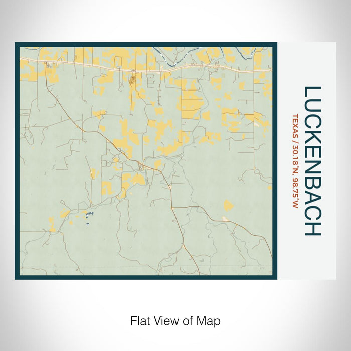 Rendered View of Luckenbach Texas Map on 20oz Stainless Steel Insulated Bottle with Bamboo Top with printed woodblock style map