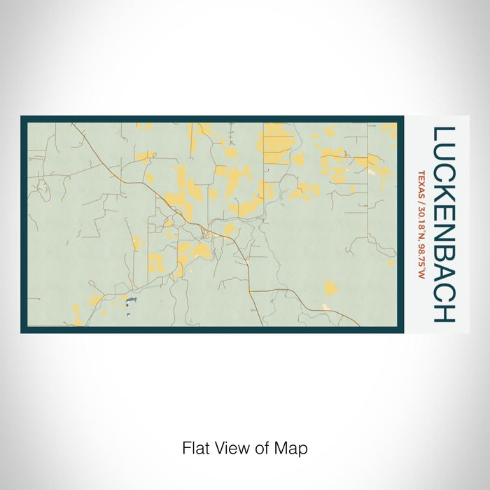 Rendered View of Luckenbach Texas Map on 17oz Stainless Steel Insulated Bottle with printed woodblock style map