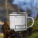 Right View Custom Ludington Michigan Map Enamel Mug in Classic on Grass With Trees in Background