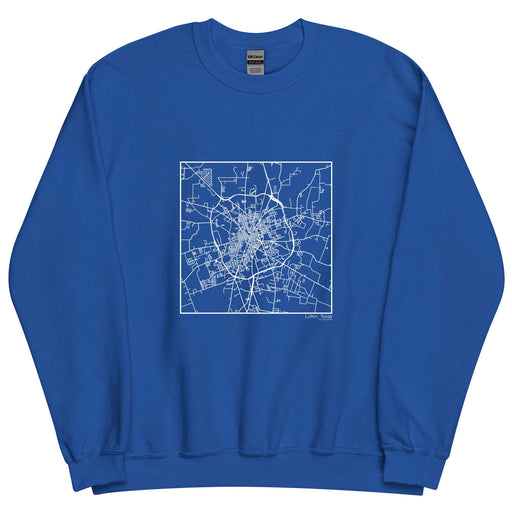 Lufkin Texas  Map Unisex Crewneck Sweater with City inscription in Royal Blue