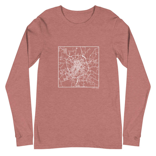 Lufkin Texas  Map Unisex Long-Sleeve T-shirt with City inscription in Heather Mauve