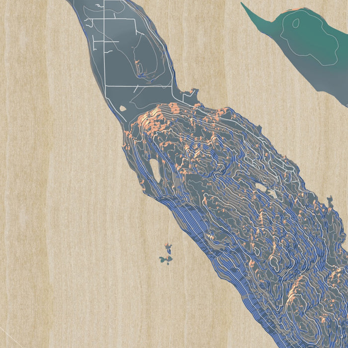 Lummi Island Washington Map Print in Afternoon Style Zoomed In Close Up Showing Details