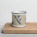 Front View Custom Lummi Island Washington Map Enamel Mug in Afternoon on Cutting Board