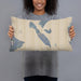Person holding 20x12 Custom Lummi Island Washington Map Throw Pillow in Afternoon