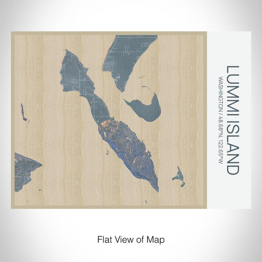 Rendered View of Lummi Island Washington Map on 20oz Stainless Steel Insulated Bottle with Bamboo Top with printed afternoon style map