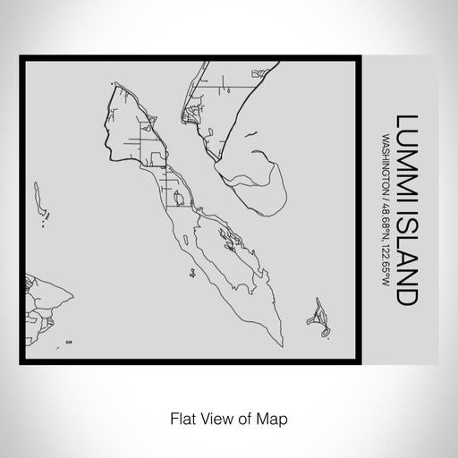 Rendered View of Lummi Island Washington Map on 20oz Stainless Steel Insulated Bottle with Bamboo Top with printed Tactile Lines Map in Black