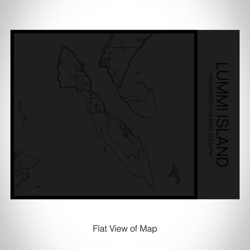 Rendered View of Lummi Island Washington Map on 20oz Stainless Steel Insulated Bottle with Bamboo Top in Matte Black with printed Tactile Lines Map in Black