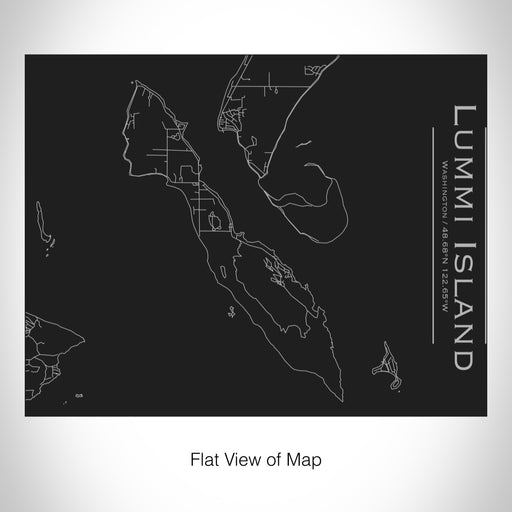 Rendered View of Lummi Island Washington Map on 20oz Stainless Steel Insulated Bottle with Bamboo Top in Black