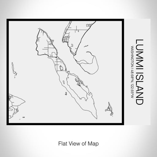 Rendered View of Lummi Island Washington Map on 20oz Stainless Steel Insulated Bottle with Bamboo Top in Matte White with printed Tactile Lines Map in Black
