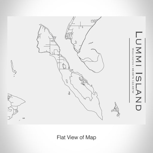 Rendered View of Lummi Island Washington Map on 20oz Stainless Steel Insulated Bottle with Bamboo Top in White