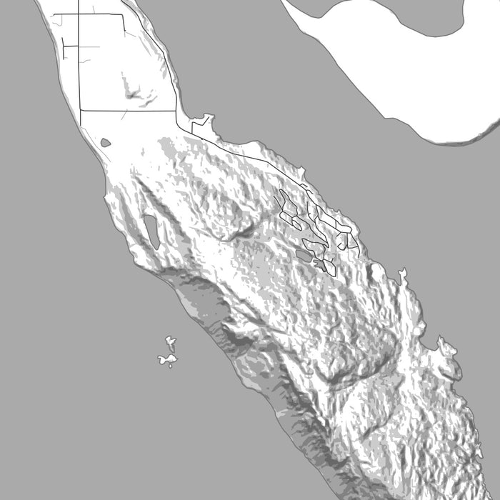 Lummi Island Washington Map Print in Classic Style Zoomed In Close Up Showing Details