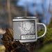 Right View Custom Lummi Island Washington Map Enamel Mug in Classic on Grass With Trees in Background