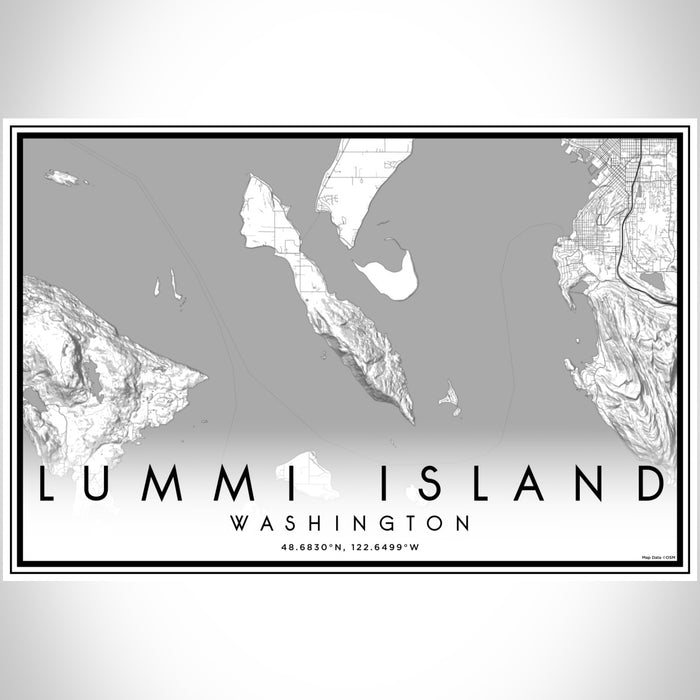 Lummi Island Washington Map Print Landscape Orientation in Classic Style With Shaded Background