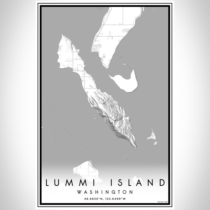 Lummi Island Washington Map Print Portrait Orientation in Classic Style With Shaded Background