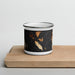 Front View Custom Lummi Island Washington Map Enamel Mug in Ember on Cutting Board