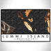 Lummi Island Washington Map Print Landscape Orientation in Ember Style With Shaded Background